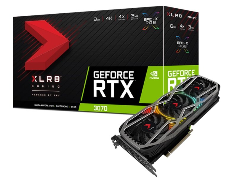 Karta graficzna PNY GeForce RTX 3070 XLR8 Gaming Revel Epic-X RGB Triple Fan Edition 8GB GDDR6 - maksymalna szybkość i wydajność