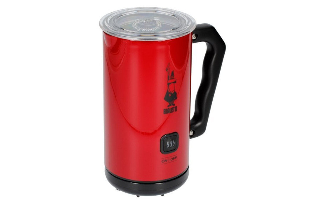 Spieniacz BIALETTI Milk Frother MKF02 Czerwony 10 x 15,6 x 17 cm dla miłośników kawy do 150 ml kremowej pianki podgrzanie mleka do 300 ml optymalna tekstura mleka przygotowanie mleka roślinnego ciepła pianka espresso latte cappuccino 