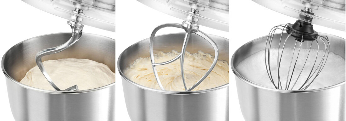 Robot kuchenny planetarny PROFI COOK PC-KM1197 1200W Czerwony rodzaje koncowek podwojne haki mieszadlo do zagniatania trzepaczka do ubijania