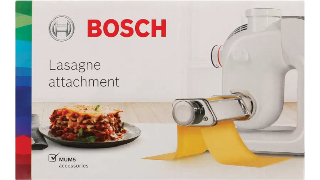 Przystawka do makaronu lasagne BOSCH MUZ5NV1 do robotow MUM5 latwa pielegnacja latwe czyszczenie wymiary kompaktowa zajmuje malo miejsca