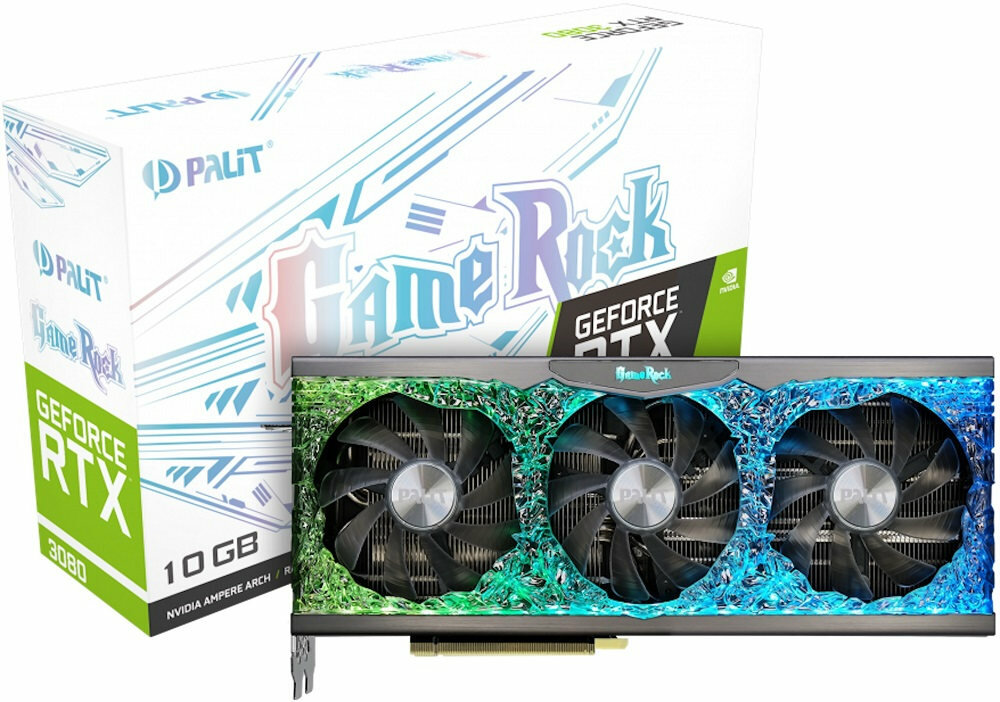 Karta graficzna PALIT GeForce RTX 3080 GameRock 10GB - 10GB Pamięci taktowanie 1755 MHz NVIDIA Ampere