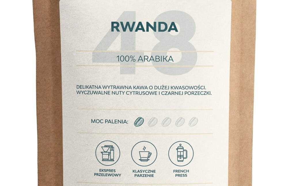Kawa ziarnista GRANO TOSTADO Rwanda Arabica 1 kg SMAK AROMAT NUTY CYTRUSOWE CZARNA PORZECZNA NADAJE SIE DO WIELU EKSPRESOW UZYTKOWANIE