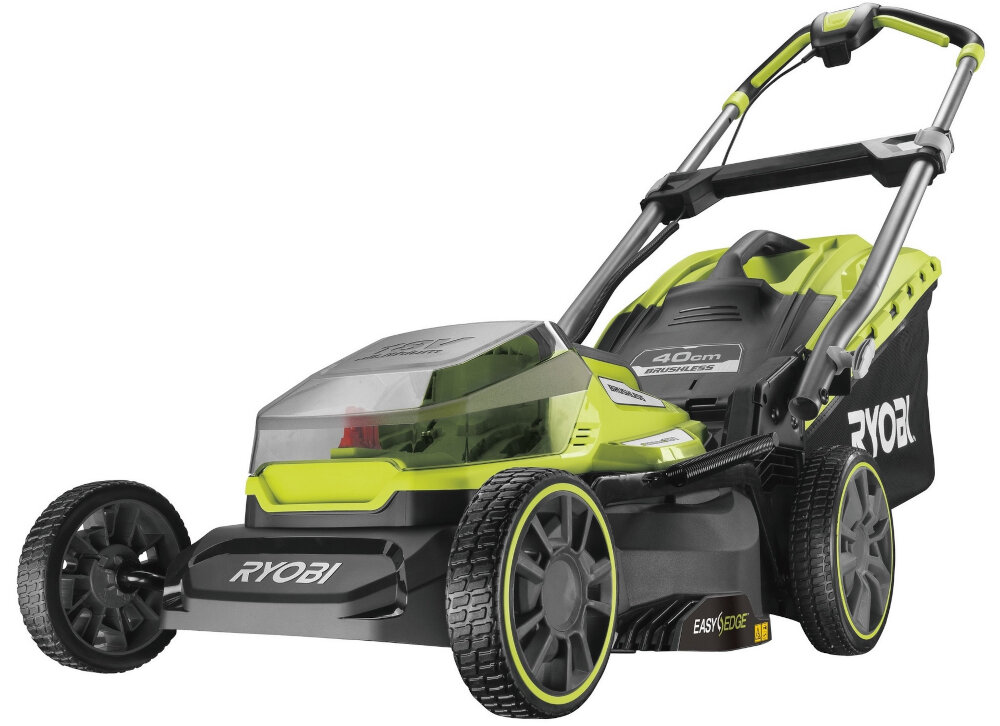 Kosiarka akumulatorowa RYOBI RY18LMX40A-150 kosz siatkowy z plastikową pokrywą pojemność 50 litrów uchwyt na koszu dostosowanie do aktualnych potrzeb wariant wyrzutu trawy wyrzut tylny do kosza funkcja mulczowania wyrzut tylny funkcja EasyEdge