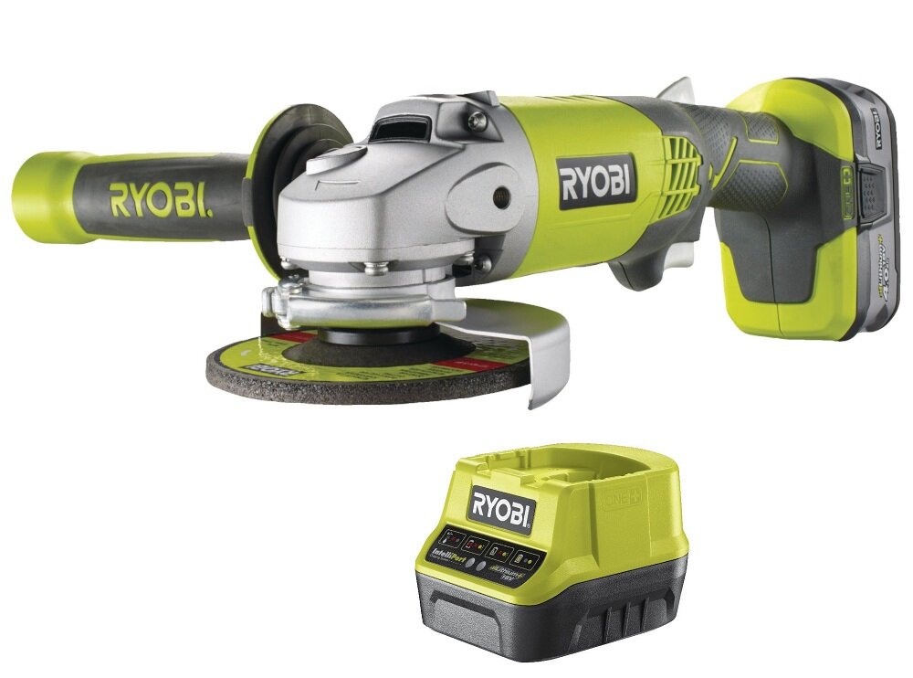 Szlifierka kątowa RYOBI R18AG-140S bezszczotkowa technologia zasilane przez akumulator o napięciu 18 V maksymalna prędkość obrotowa do 7500 obr/min