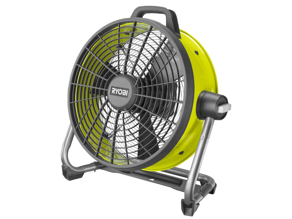 Wentylator RYOBI R18F5-0 należy do linii urządzeń akumulatorowych RYOBI ONE+ zasilany akumulatorem litowo-jonowym o napięciu 18 V 3 tryby pracy zwiększa siłę nadmuchu wysłuża maksymalnie czas pracy na jednym naładowaniu akumulatora model bez akumulatora i ładowarki