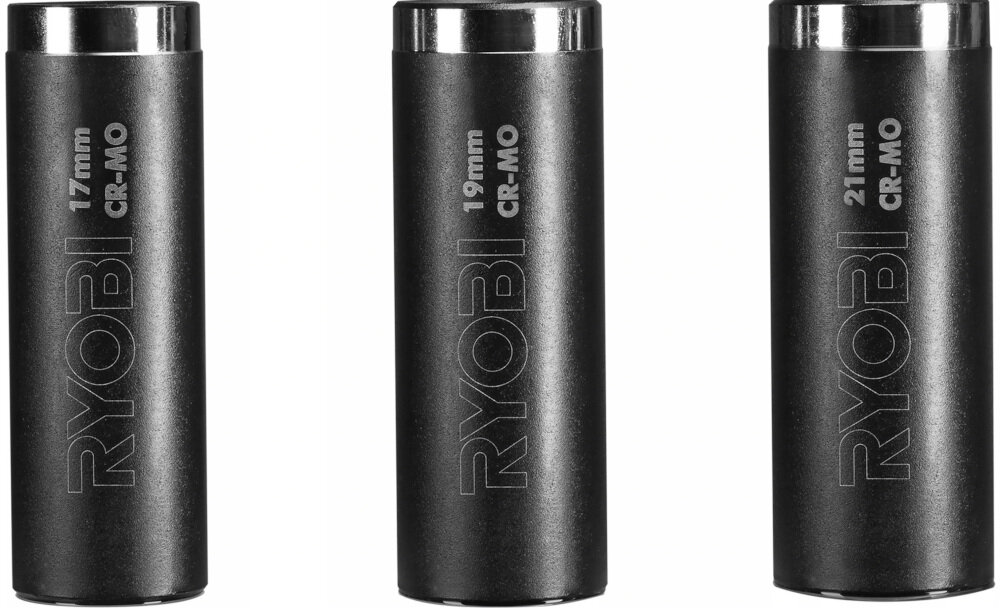 Zestaw nasadek udarowych RYOBI RAKPISOC3 (3 szt.) poręczny zestaw do przykręcania i odkręcania śrub w różnych pracach serwisowych szlifowana krawędź do pracy z kluczem udarowym 1/2 cala