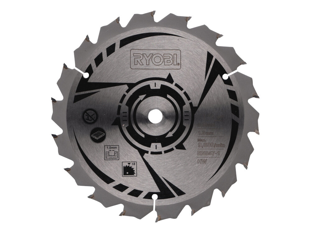Tarcza RYOBI CSB150A1 tarcza tnąca do cięcia drewna pasuj do modeli LCS180 RWSL1801 marki RYOBI 18 zębów maksymalna prędkość obrotowa do 9600 obr/min szybkie cięcie dokładniejsze wykończenie miejsca roboczego
