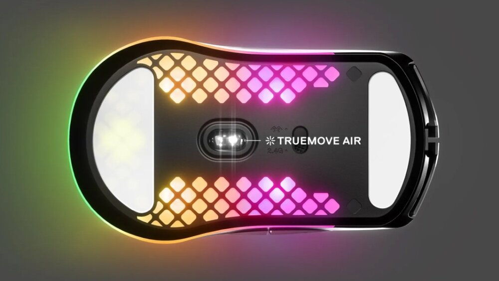Mysz STEELSERIES Aerox 3 Wireless PRZEŁĄCZNIKI LEKKOŚĆ ULTRASZYBKOŚĆ WYDAJNOŚĆ OCHRONA AQUA SENSOR TRUEMOVE ŚLIZGACZE ŁĄCZNOŚĆ USB-C DOPASOWANIE STYL GRY