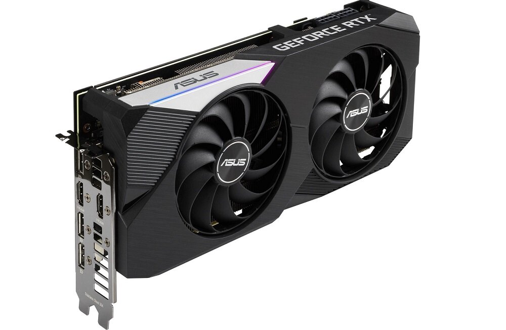 Karta graficzna ASUS Dual GeForce RTX 3070 OC 8GB - nowoczesny układ chłodzenia dwa wentylatory automatyczne zatrzymanie