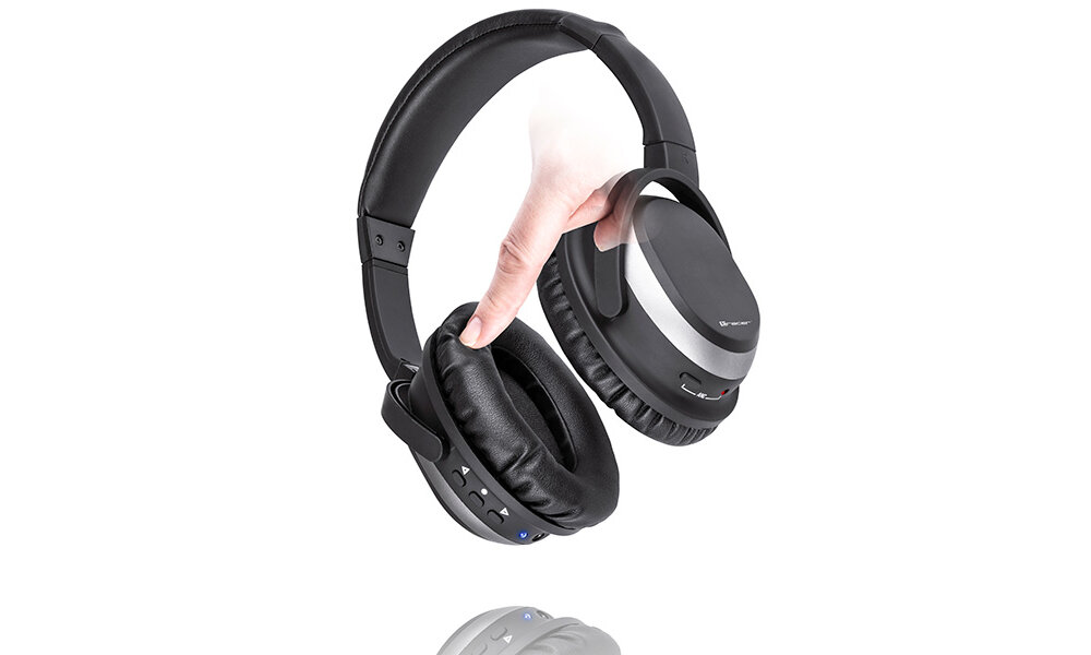 SŁUCHAWKI BLUETOOTH TRACER STILLO ANC NAUSZNE CZARNE mini jack bluetooth port microUSB