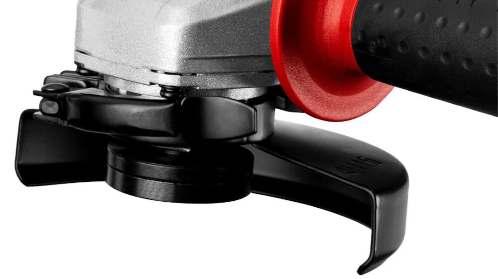 Szlifierka kątowa GRAPHITE Energy+ TOP-58G015-BR1 przycisk blokady wrzeciona M14 szybka zmiana tarczy beznarzędziowa