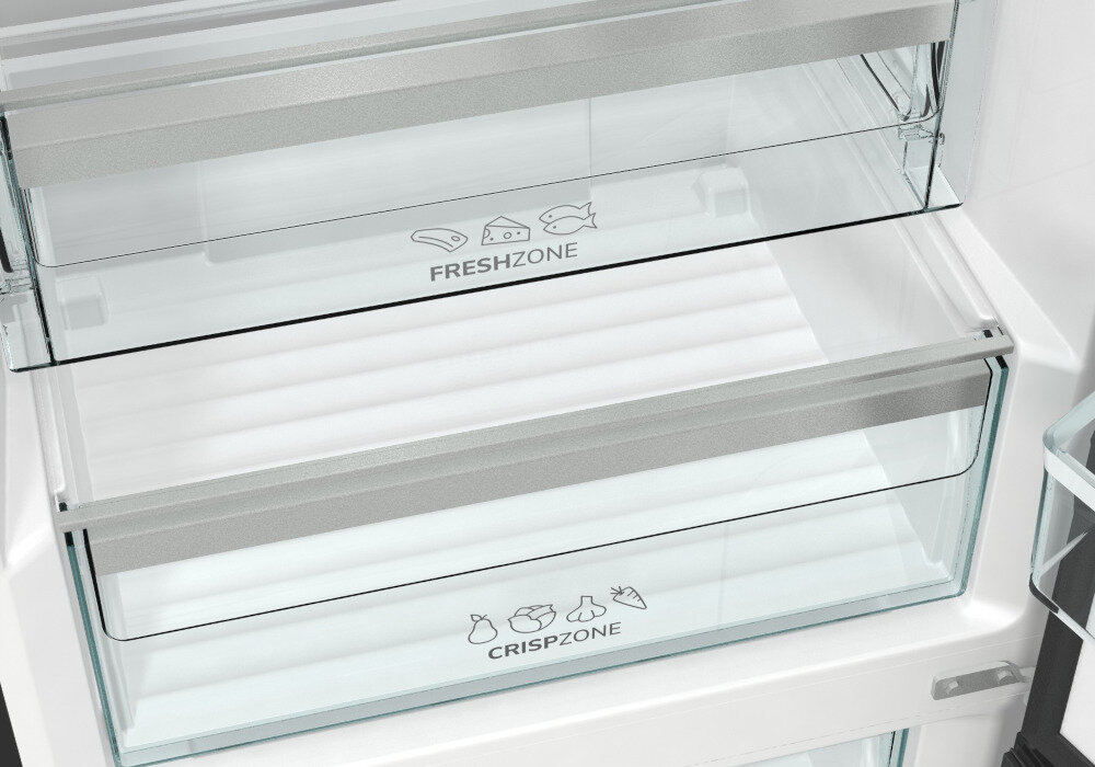 Lodówka GORENJE NRK6201SYBK Nofrost Czarna Convert FreshZone Simplicity Szuflada CrispZone temperatura wilgotnosc