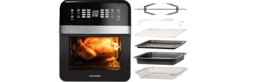 Frytkownica beztłuszczowa CONCEPT FR1200 Air Fryer wyposazenie ruszt szczypce kosz ociekacz blacha