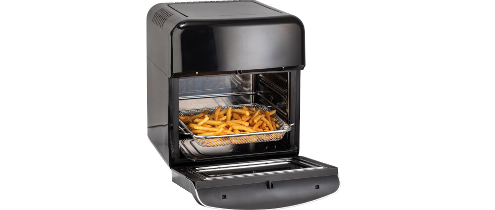 Frytkownica beztłuszczowa CONCEPT FR1200 Air Fryer prosta obsluga ekran dotykowy LED 16 programow skrzydelka frytki rozmrazanie suszenue steki ustawienia czasu temperatury sygnak dziekowy informacja o zakoczeniu pracy
