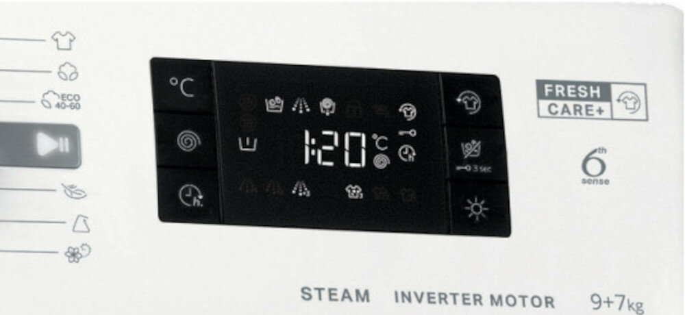 Pralko-suszarka WHIRLPOOL FWDG971682EWSVEU wyświetlacz panel sterowania