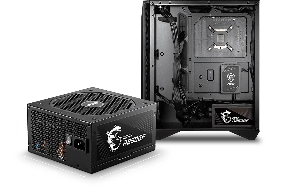 Zasilacz MSI MPG A850GF 850W Gold - duża moc zasilacza obsługa układów GeForce złącza