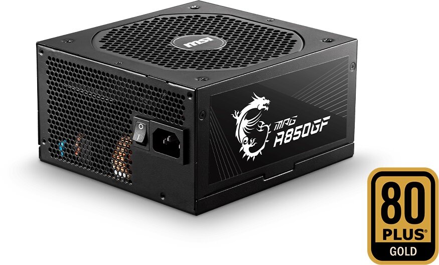 Zasilacz MSI MPG A850GF 850W Gold - niski pobór energii japońskie kondensatory certyfikat 80 PLUS Gold