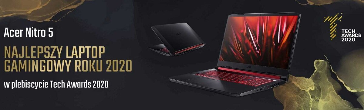 Laptop ACER Nitro 5 Najlepszy laptop gamingowy roku 2020 w plebiscycie Tech Awards 2020
