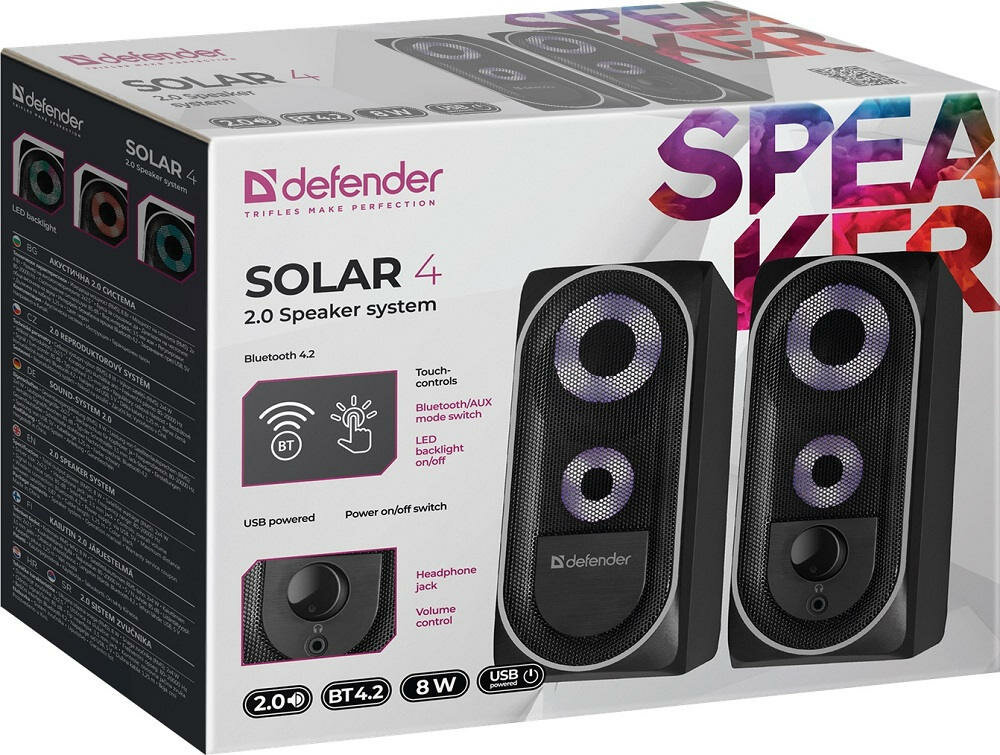 Głośniki DEFENDER Solar 4 - funckje wysoka wydajnosc