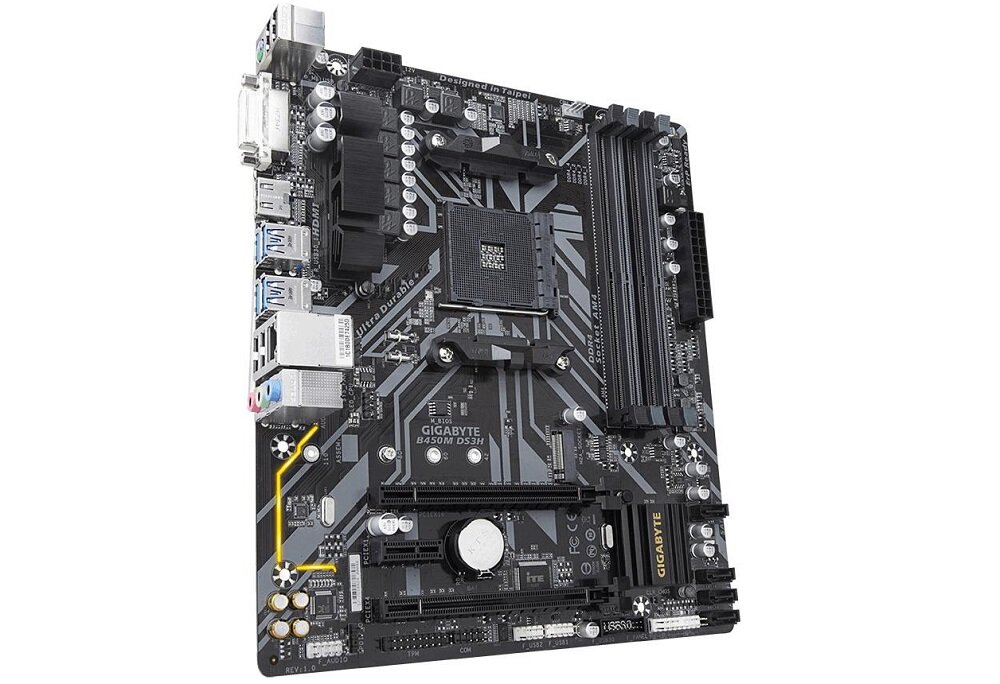 Płyta główna GIGABYTE B450M DS3H V2 pamięć DDR do 128 GB stylowy design