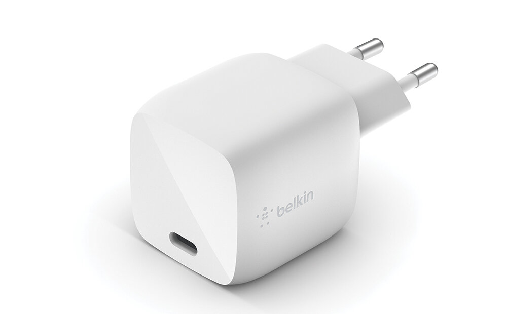 Ładowarka sieciowa BELKIN USB-C GaN WCH001VFWH 30W Biały bezpieczeńśtwo porty uniwersalność