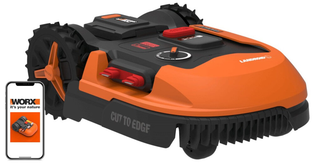 Robot koszący WORX Landroid WR147E sterowanie Wi-Fi innowacyjny robot koszący o kompaktowym kształcie do pracy w ogrodzie o powierzchni do 1500 m2 i nachyleniu terenu do 35 stopni cykliczna praca szybkie precyzyjne koszenie sterowanie poprzez Wi-Fi aplikacja mobilna WORX Landroid