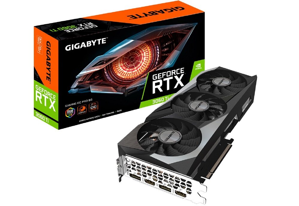 Karta graficzna GIGABYTE GeForce RTX 3060 Ti Gaming Pro 8GB - wygląd ogólny opakowania AMPERE NVIDIA RTXakceleracja DLSS