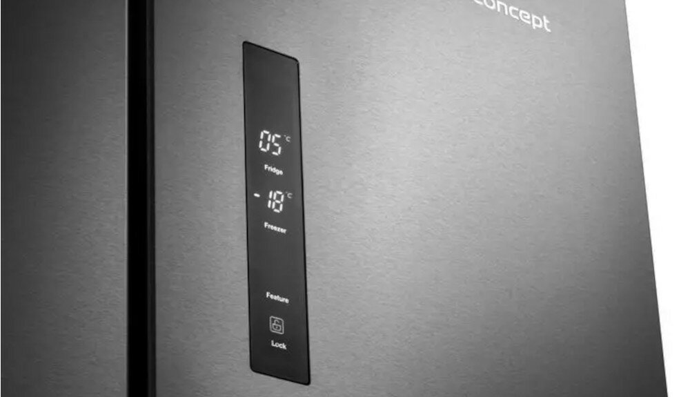 Lodówka CONCEPT LA8383ds Side by Side No frost 178cm Czarna sterowanie panel dotyk