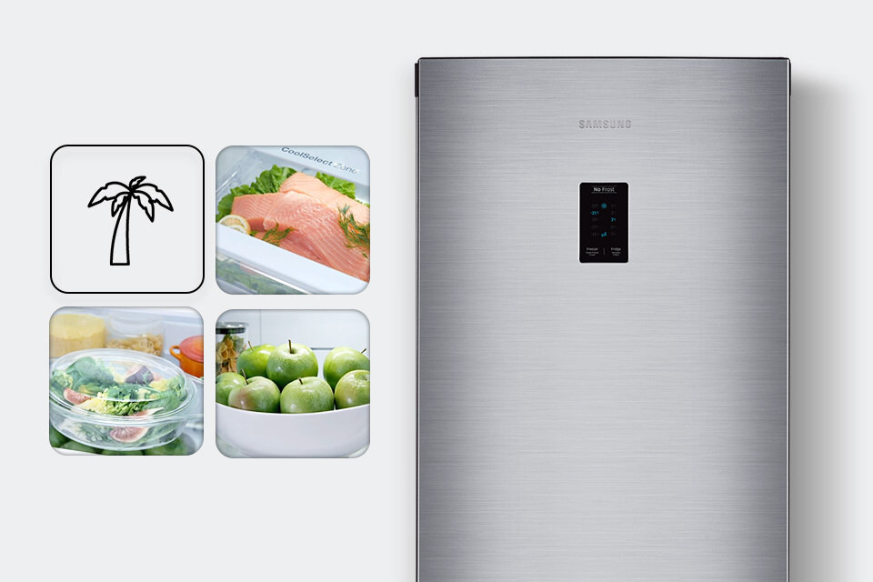 Górna część lodówki z panelem zewnętrznym i włączoną funkcją Wakacje