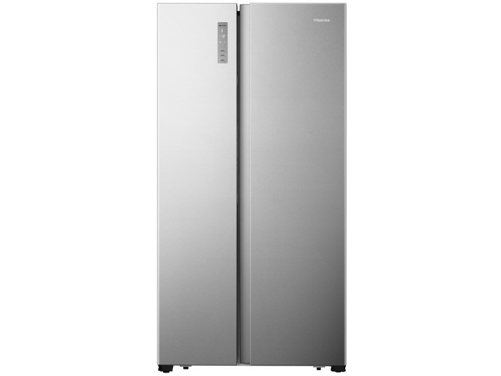 Lodówka HISENSE RS677N4BIE Side by side Nofrost Srebrna wyglad front wyswietlacz