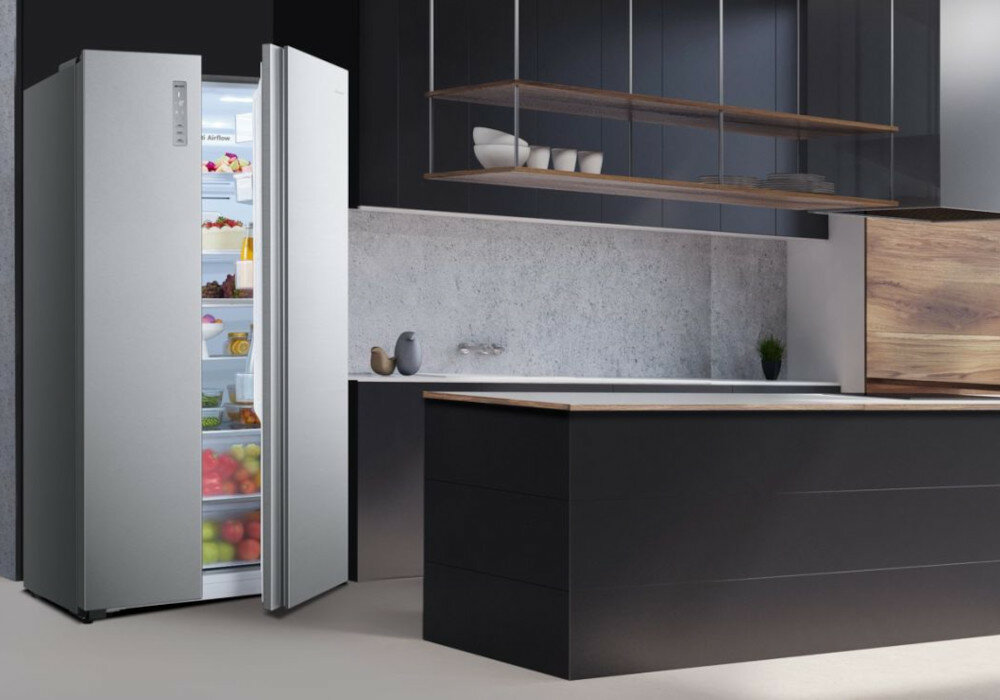 Lodówka HISENSE RS677N4BIE Side by side Nofrost Srebrna tryb wakacyjny