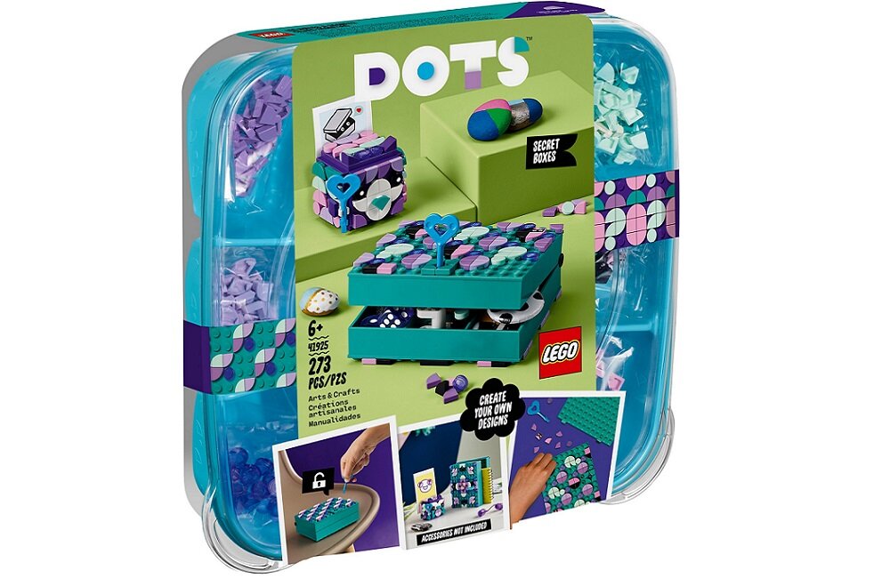 LEGO Dots Tajne skrzyneczki 41925 Ćwiczenie różnych obszarów rozwoju kreatywna zabawa wzmacnia pamięć
