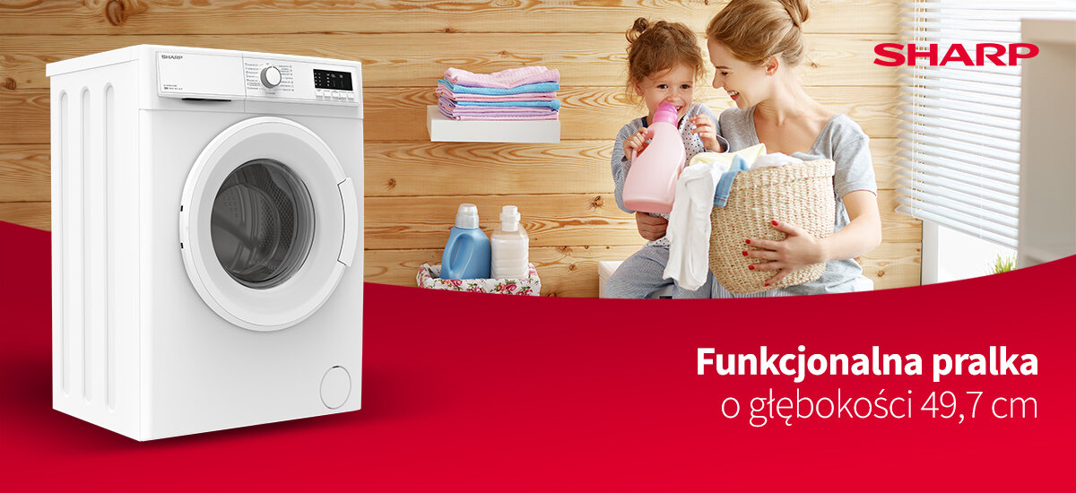 PRALKA SHARP ES-HFM6103WD 6KG 1000OBR program antyalergiczny Allergy Rinse 15 programów planowanie czasu łatwe prasowanie bez zagnieceń