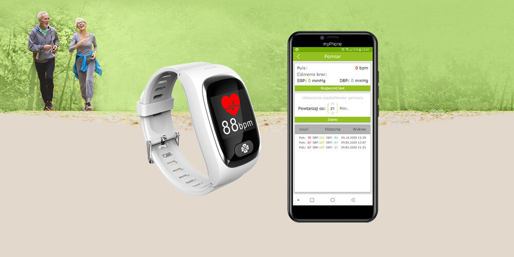 SMARTWATCH myBand 4family white godzina data ilość kroków pulsometr ciśnieniomierz krokomierz