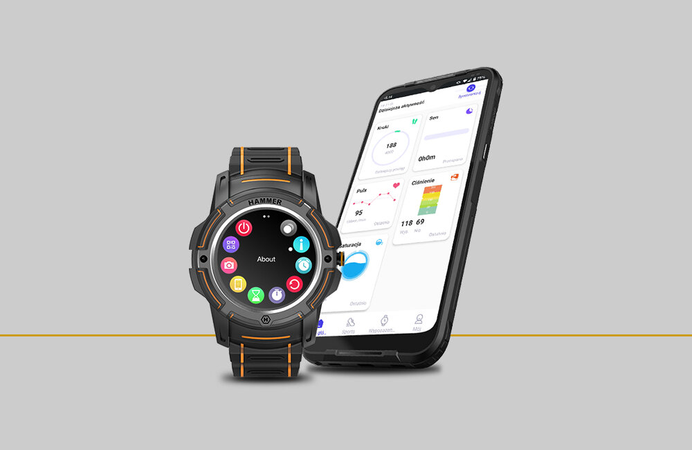 Smartwatch HAMMER Watch aplikacja osiągnięcia