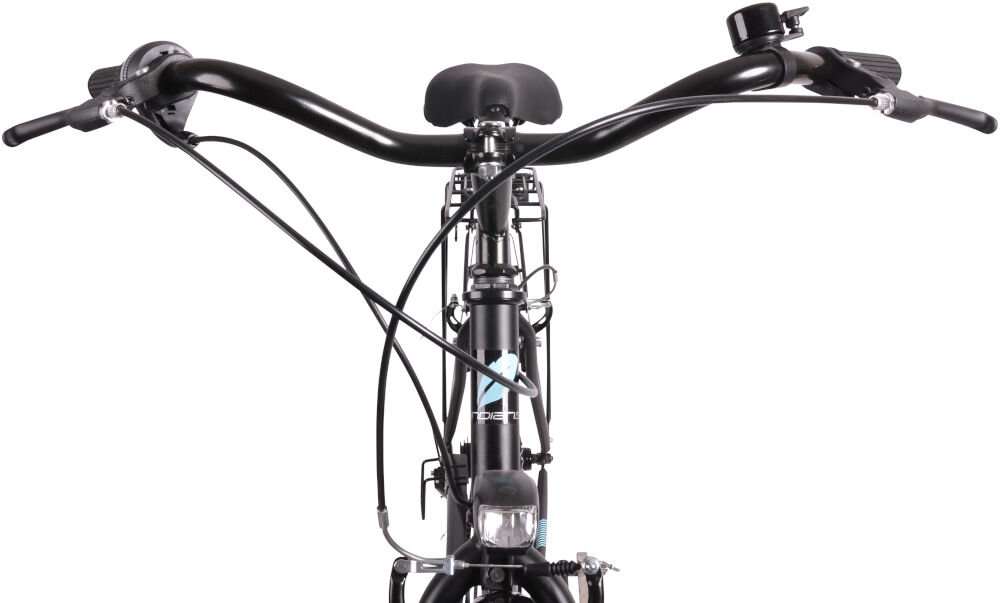 Rower trekkingowy INDIANA X-Road 1.0 M19 28 cali meski Czarno-błękitny wyposażenie oświetlenie dzwonek bagażnik stopka