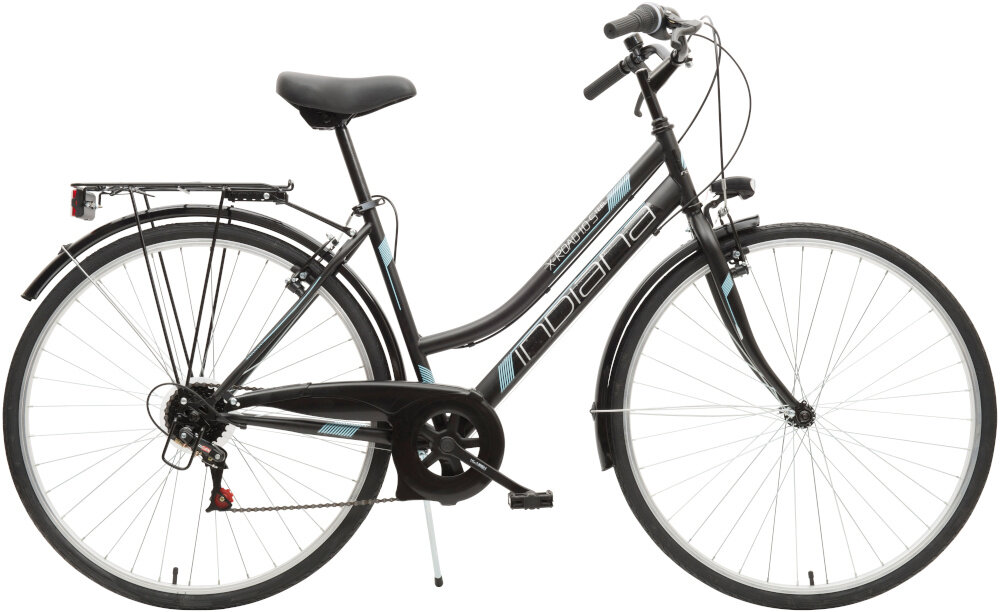 Rower INDIANA X-Road 1.0 D18 Czarno-błękitny wyglad front