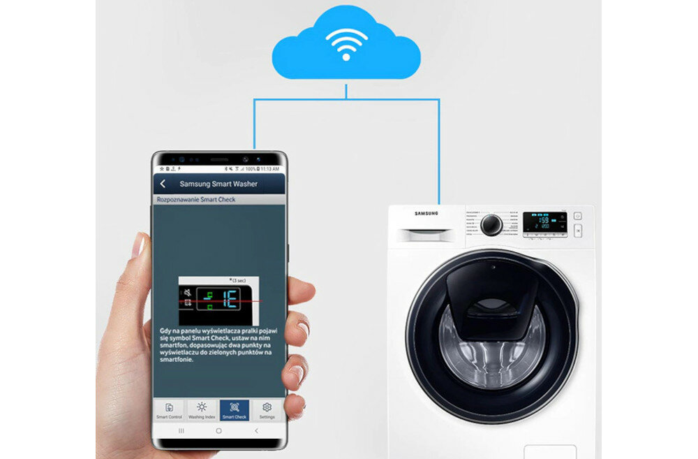 Pralka SAMSUNG WW8NK62E0RW Smart Check aplikacja pomoc