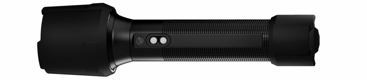 Latarka LEDLENSER P6R Work , skupienie, dopasowanie, moc, komfort, na białym tle latarka poziomo od góry