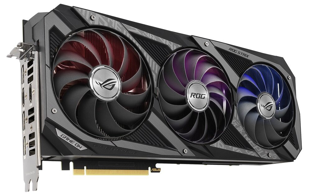 Karta graficzna ASUS GeForce Rog Strix RTX 3060 Ti Gaming 8GB - siła wiatru układ chłodzenia trzy wiatraki Axial-Tech odpowiednie chłodzenie