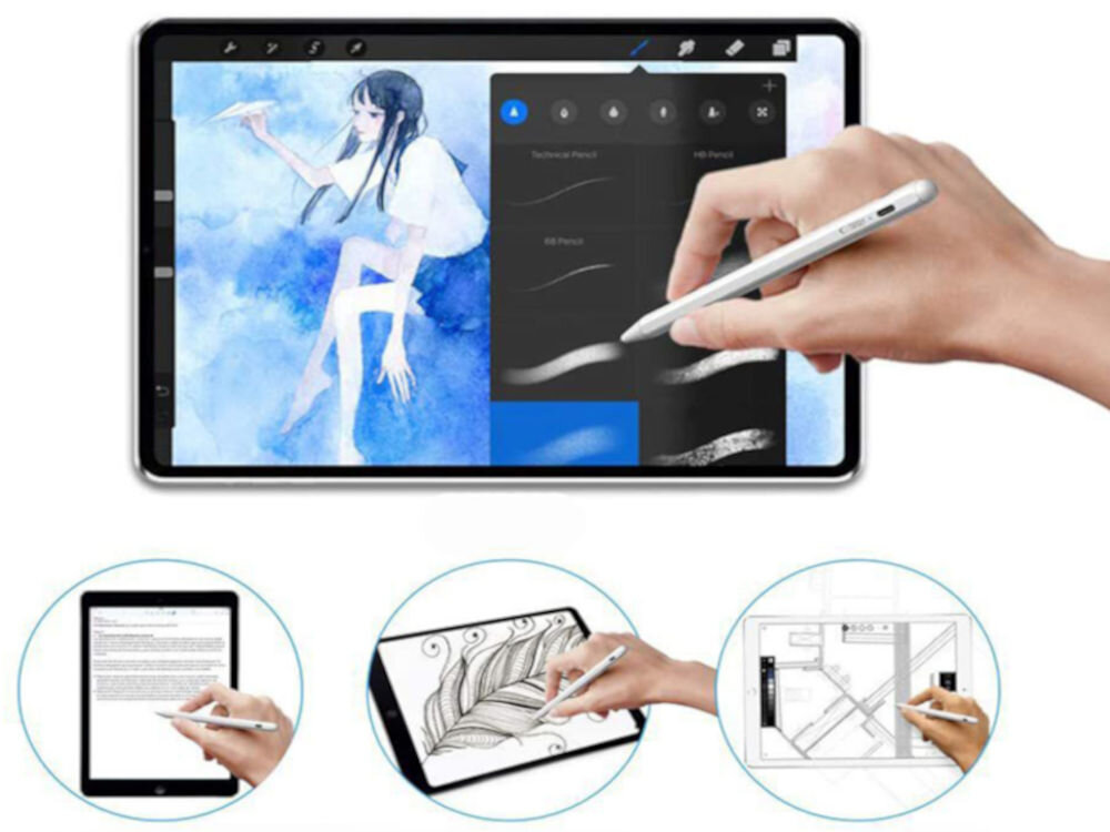 Rysik TECH-PROTECT Digital Stylus Pen Biały prezentacja rysika rysowanie zaznaczanie na tablecie iPad