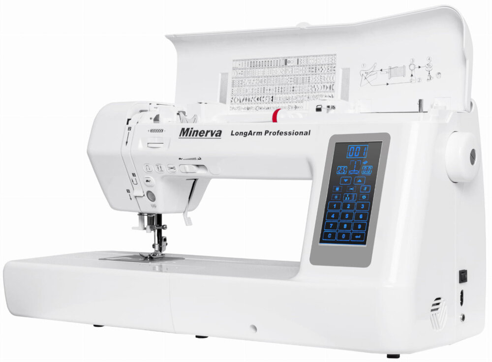 Maszyna do szycia MINERVA Longarm Professional moc 65 W do 1000 wkłuć na minutę produktywność