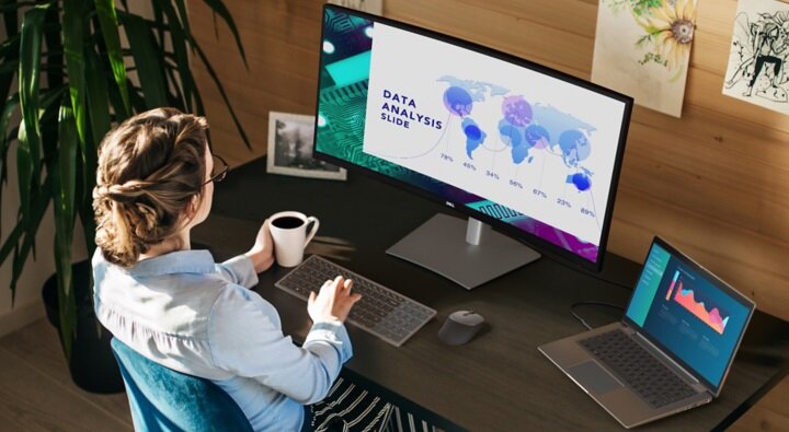 Monitor DELL P3421W - rozdzielczość UWQHD lepsza wydajność szeroki kąt widzenia