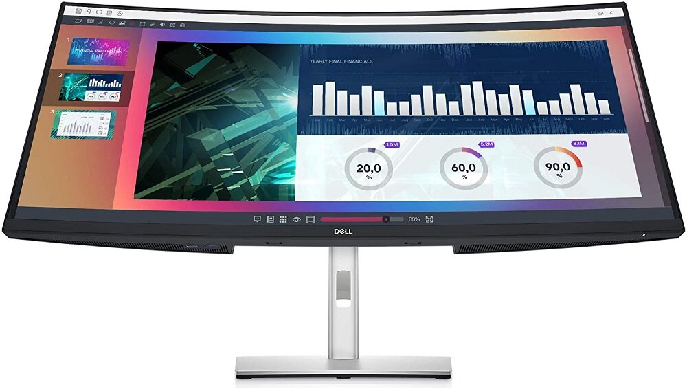 Monitor DELL P3421W - regulacja wysokości i stopnia pochylenia prawdiłowa postawa