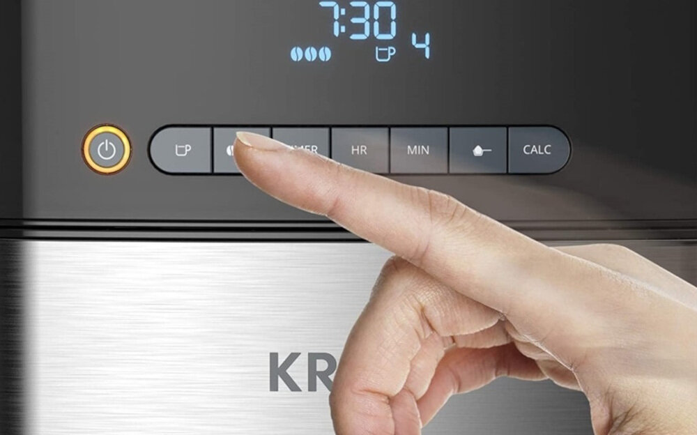 Ekspres KRUPS KM832 kawa funkcja timer ustawienie godziny swiezo zmielona zaparzona