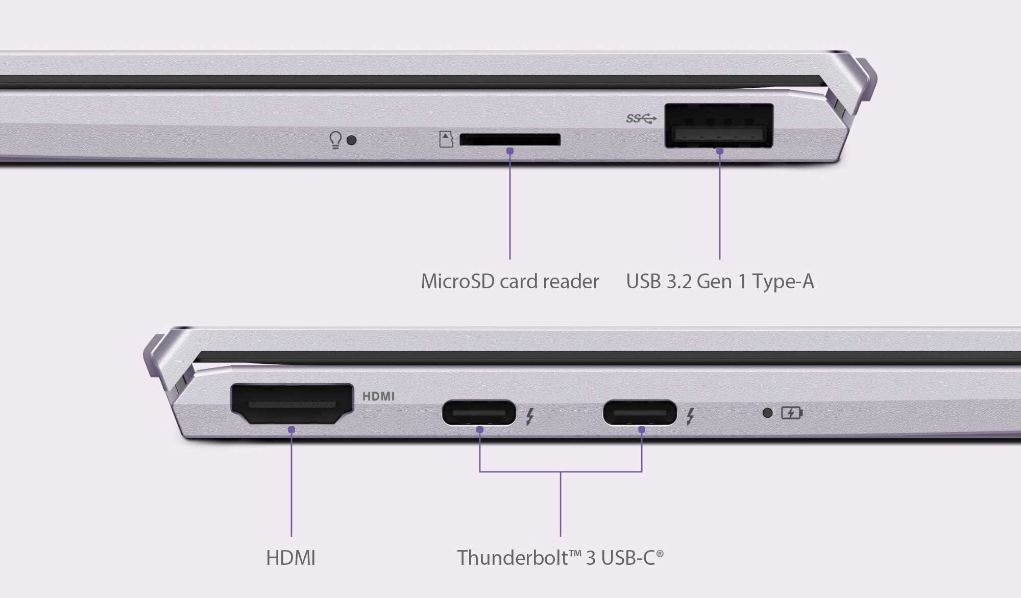 Laptop ASUS ZenBook 13 OLED - porty usb c hdmi usb