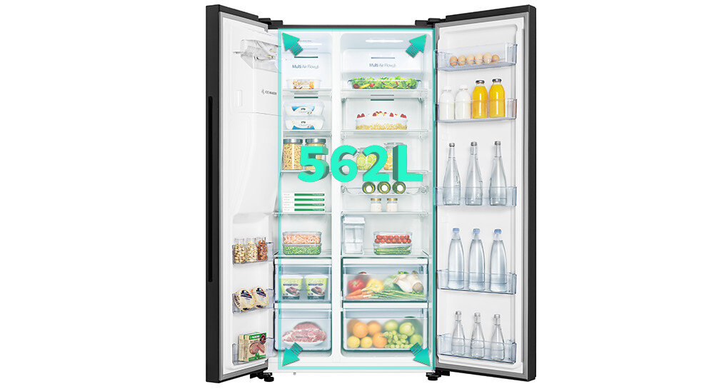 LODÓWKA HISENSE RS694N4TFE pojemnośc 499 półka szuflady pojemność