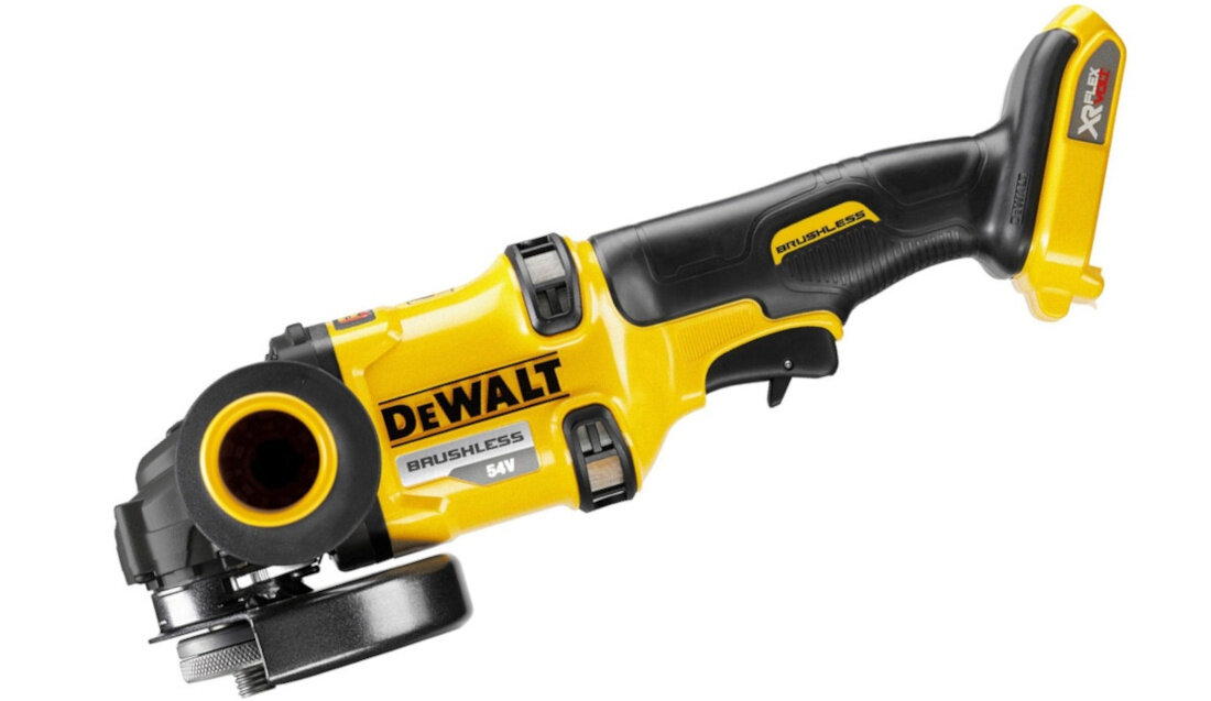 Szlifierka katowa DEWALT DCG418NT elektroniczny hamulec bezpieczenstwo 2-pozycyjna rekojesc boczna wygoda manewrowalnosc