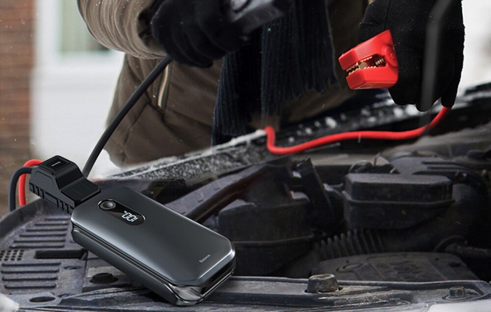 Powerbank / Rozrusznik Baseus Super Energy Car Jump Starter, 12000mAh, 1000A, USB warunki pogodowe ochrona zwarcie przeładowanie przeciążenie pełne bezpieczeństwo kompatybilność