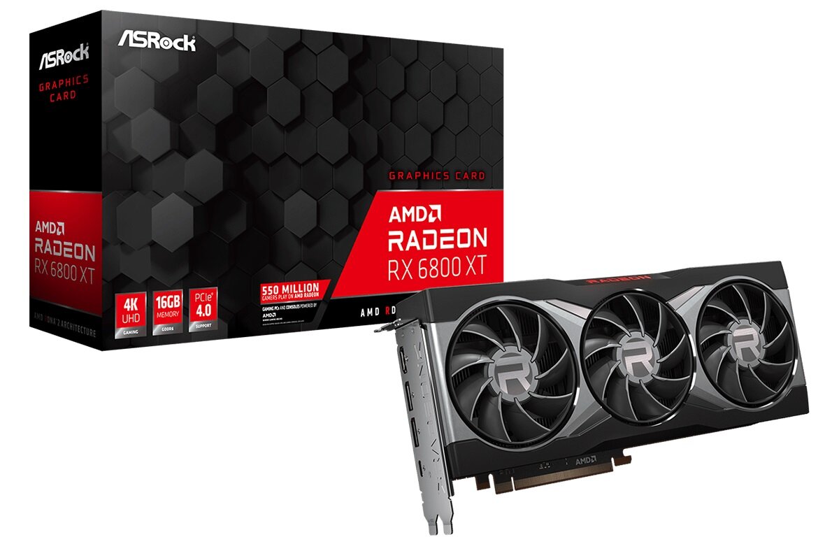 Karta graficzna ASROCK Radeon RX 6800 XT 16GB - wygląd ogólny opakowanie wysoka jakość nowoczesne technologie